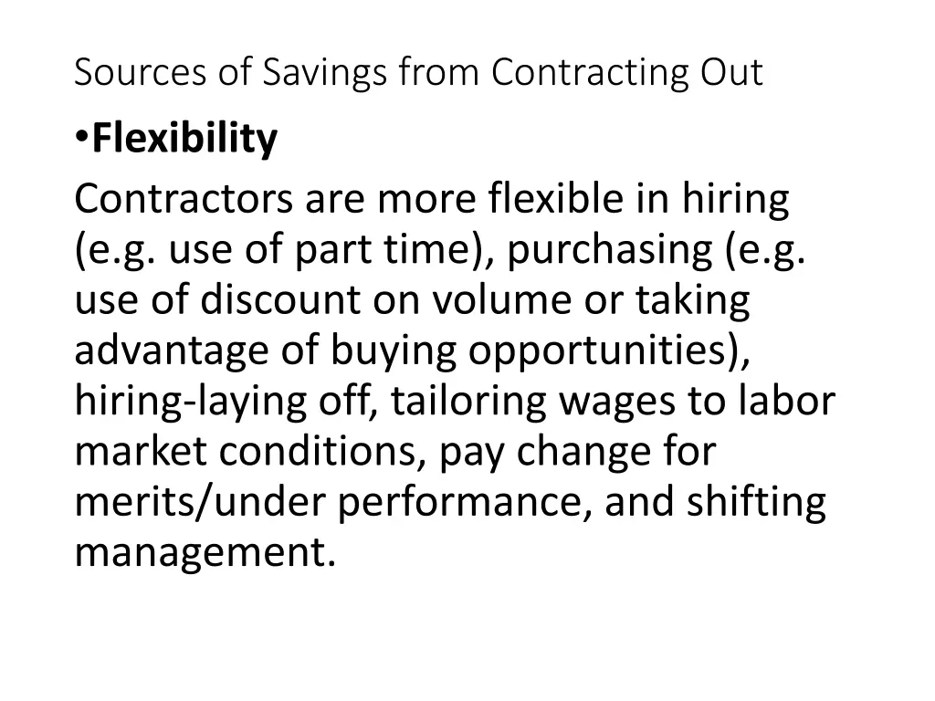 sources of savings from contracting