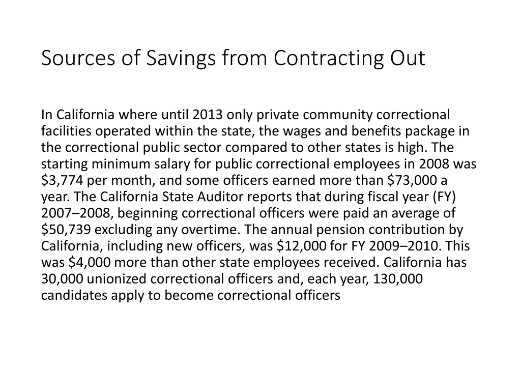 sources of savings from contracting out 1