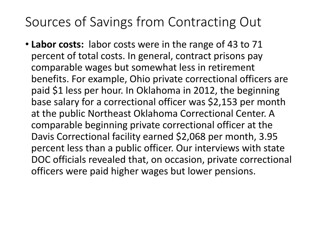 sources of savings from contracting out