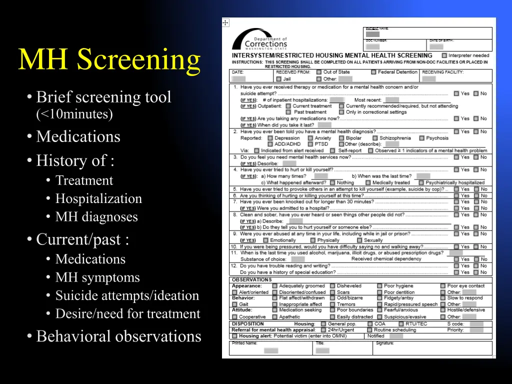 mh screening