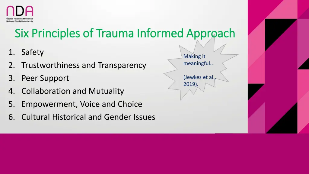 six principles of trauma informed approach