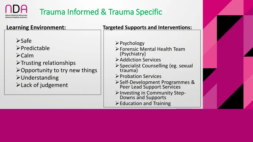 trauma informed trauma specific trauma informed