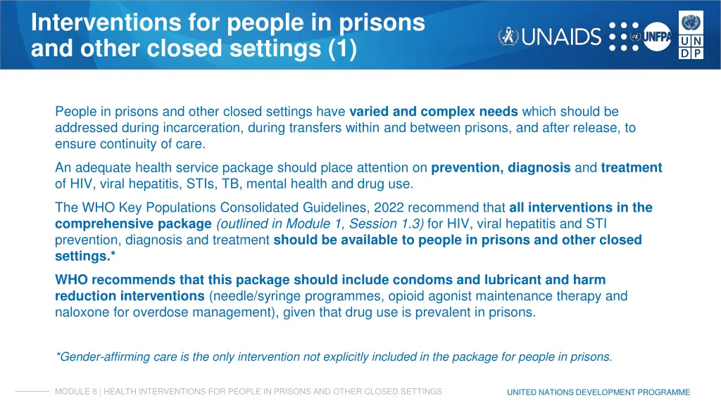 interventions for people in prisons and other