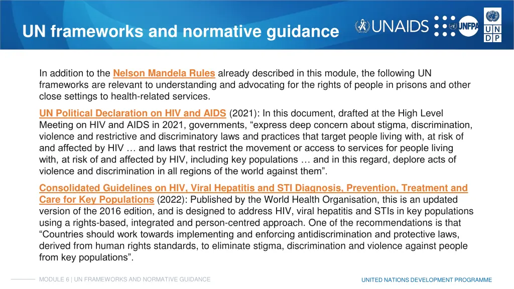 un frameworks and normative guidance