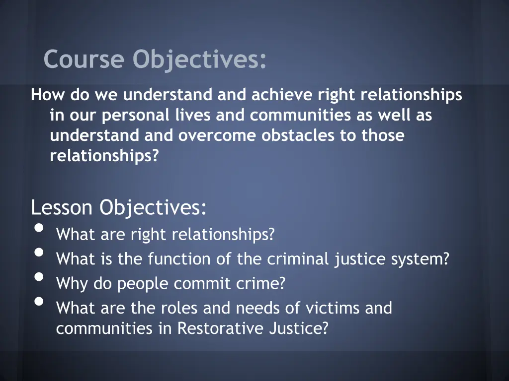 course objectives