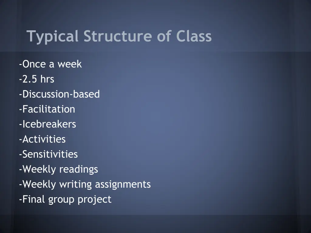 typical structure of class