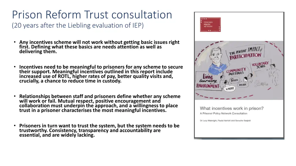 prison reform trust consultation 20 years after