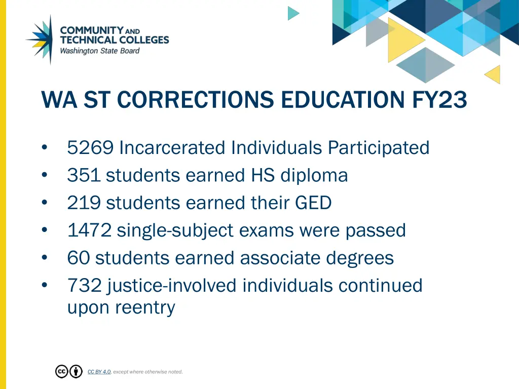 wa st corrections education fy23