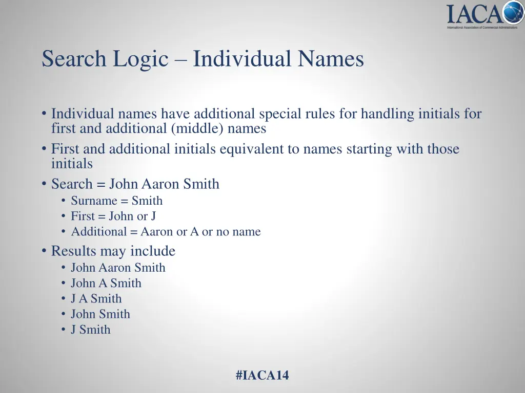 search logic individual names