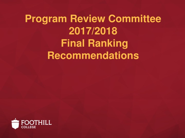 program review committee 2017 2018 final ranking