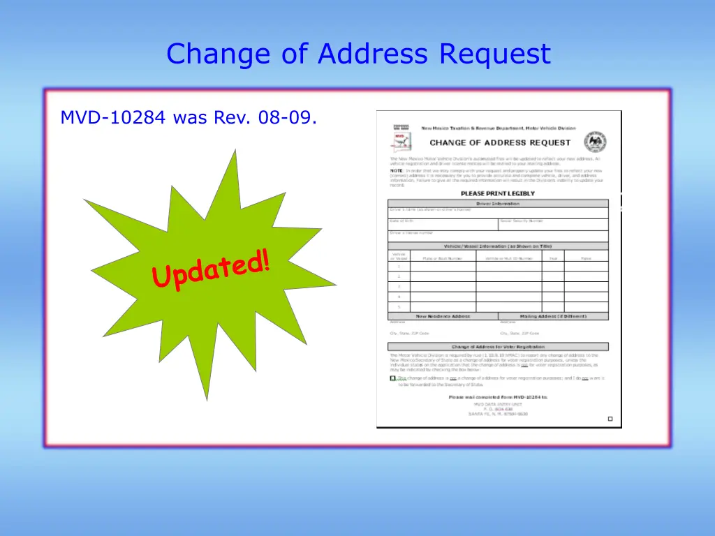 change of address request