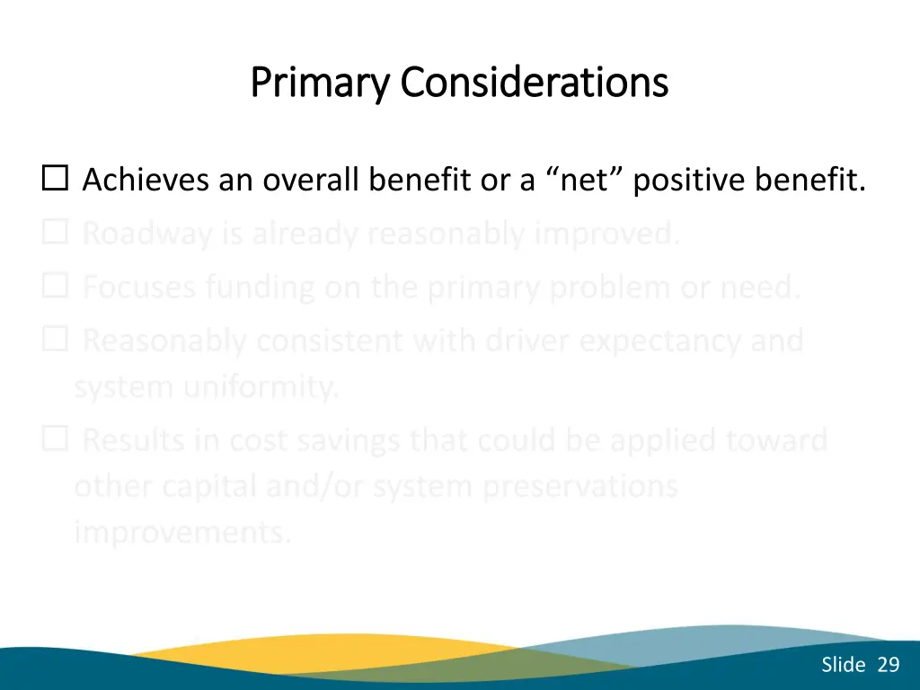 primary considerations primary considerations 1