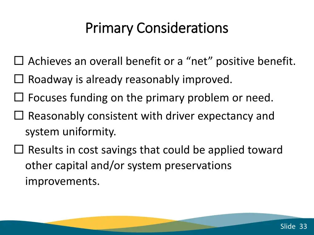 primary considerations primary considerations 5