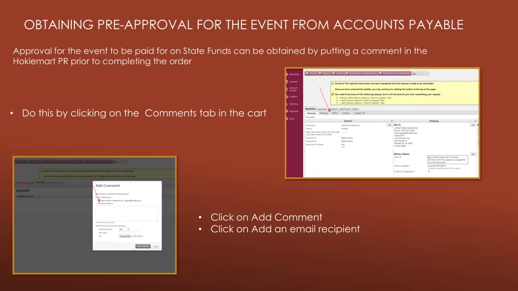 obtaining pre approval for the event from