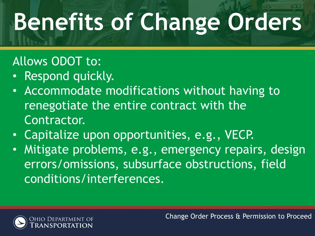 benefits of change orders