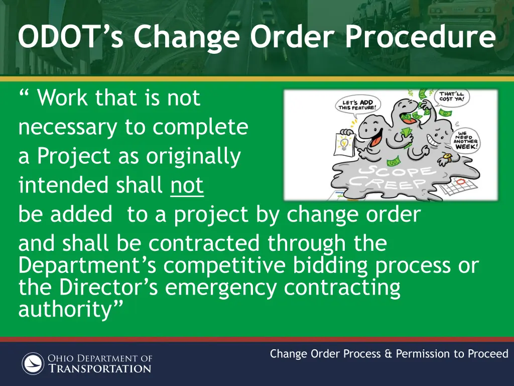 odot s change order procedure