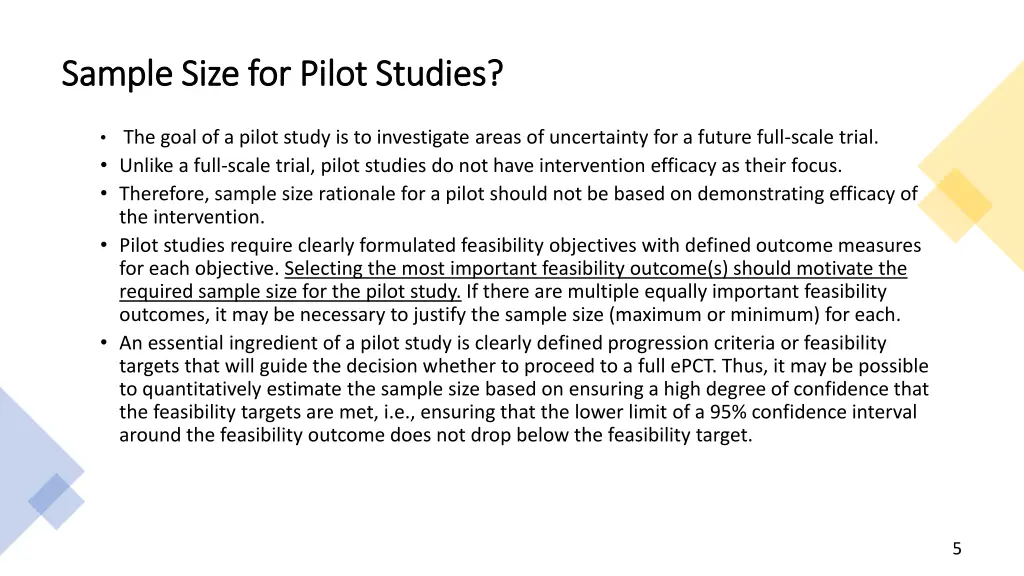 sample size for pilot studies sample size