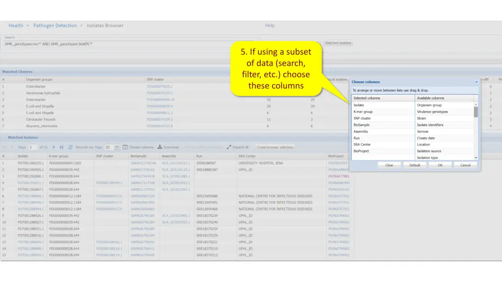 5 if using a subset of data search filter