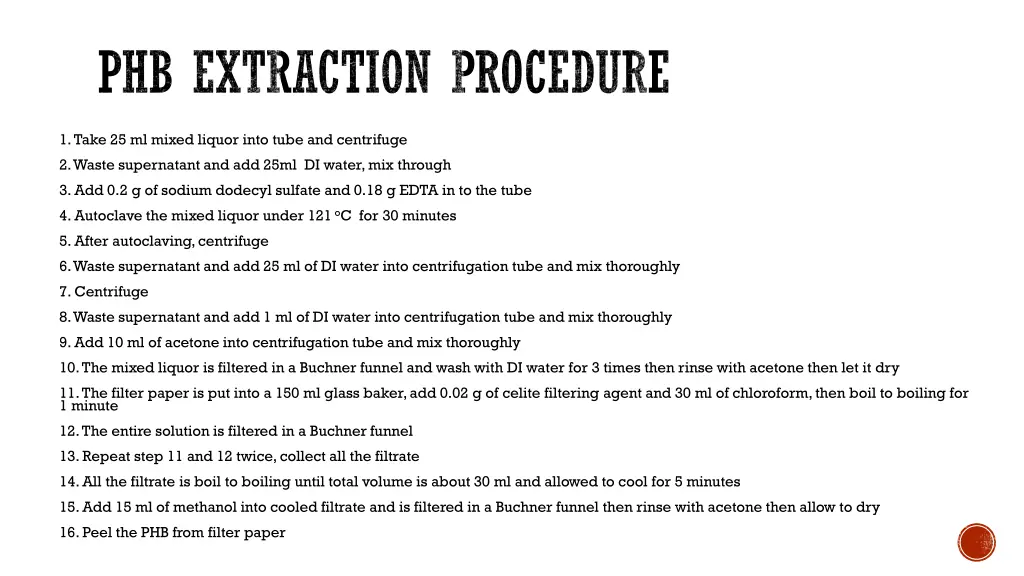 phb extraction procedure