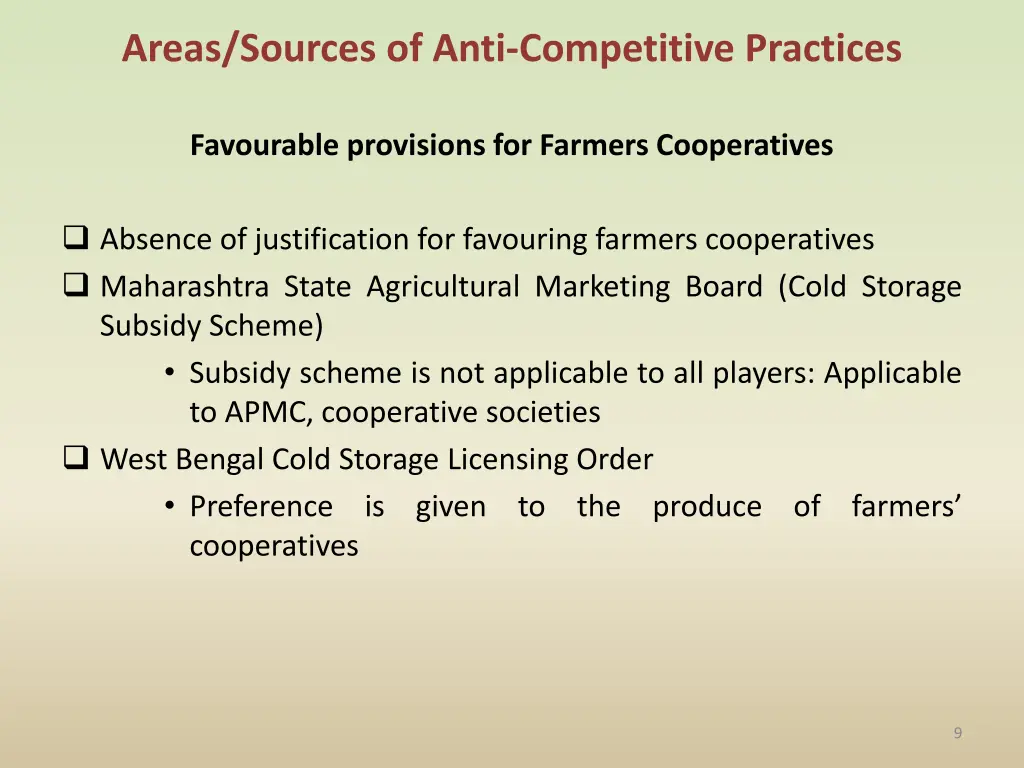 areas sources of anti competitive practices 1