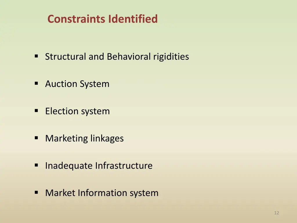 constraints identified