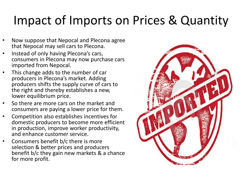 impact of imports on prices quantity