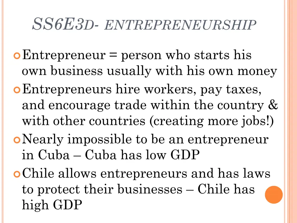 ss6e3 d entrepreneurship