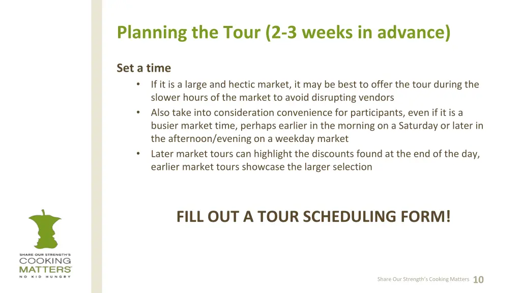 planning the tour 2 3 weeks in advance