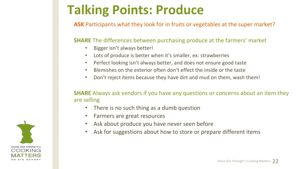 talking points produce 2