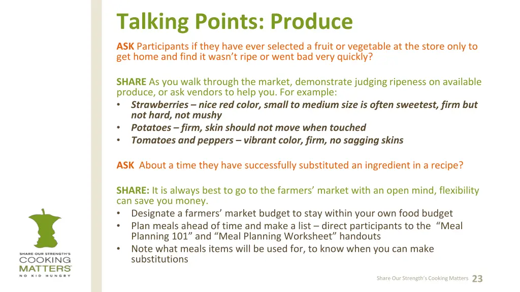 talking points produce 3