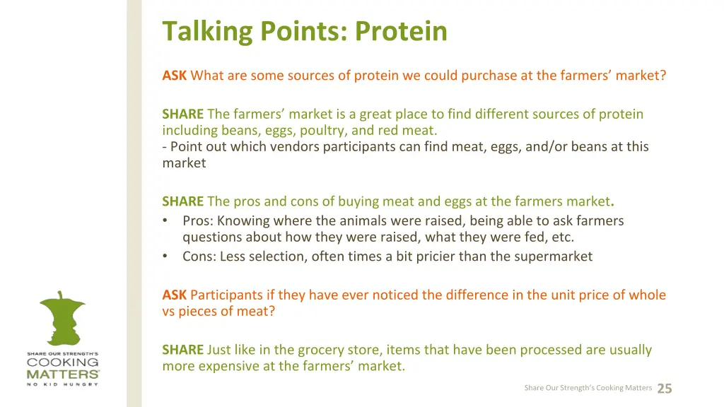 talking points protein