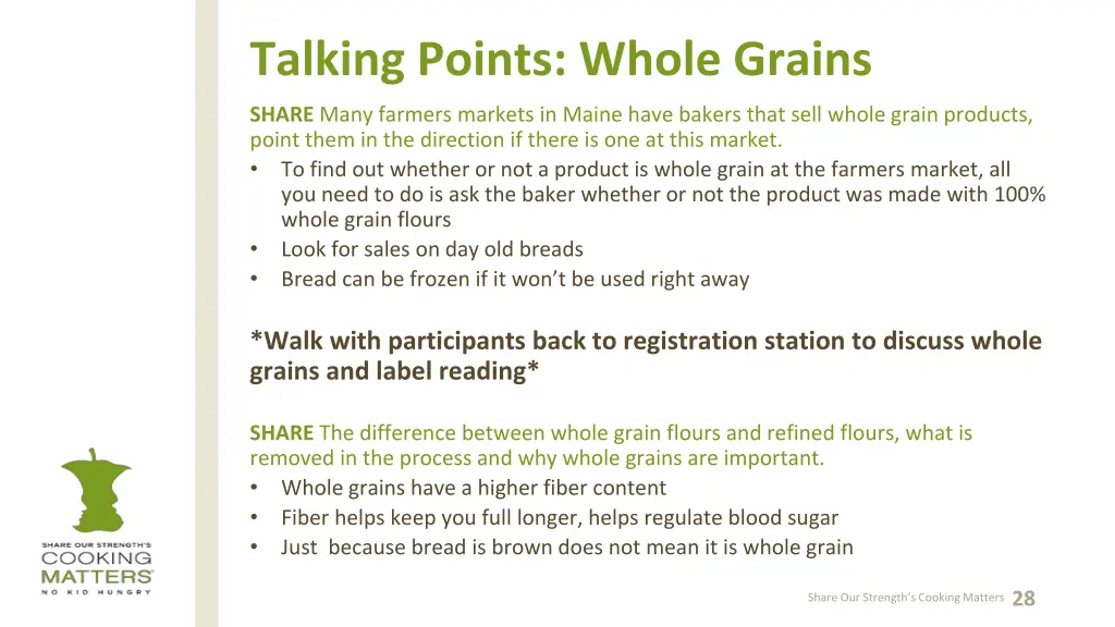 talking points whole grains