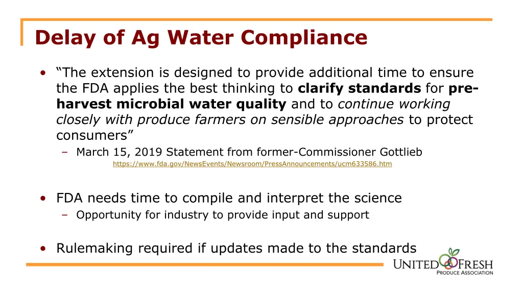 delay of ag water compliance