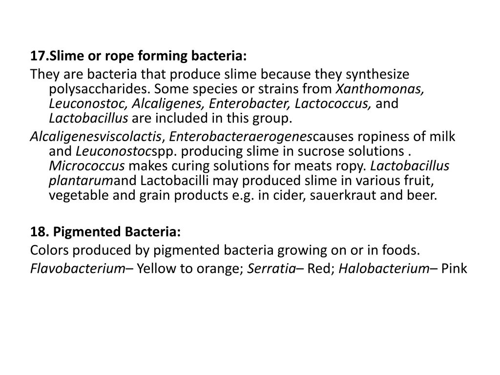 17 slime or rope forming bacteria they