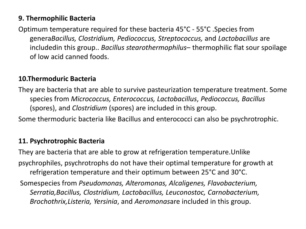 9 thermophilic bacteria optimum temperature