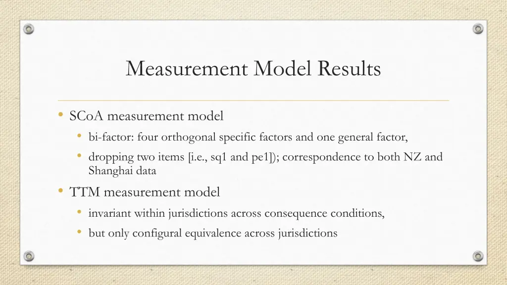 measurement model results