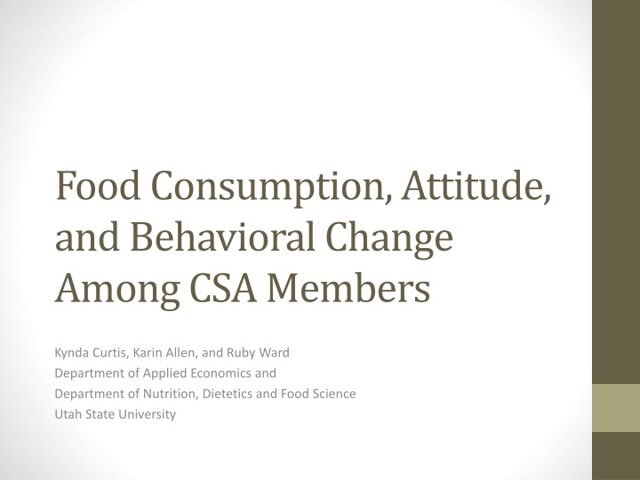 food consumption attitude and behavioral change