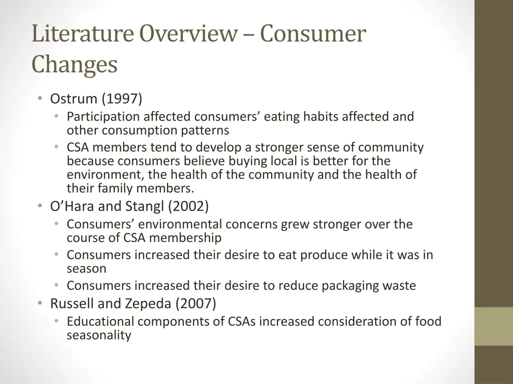 literature overview consumer changes