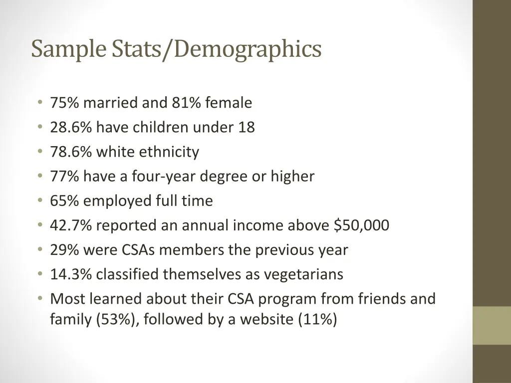 sample stats demographics