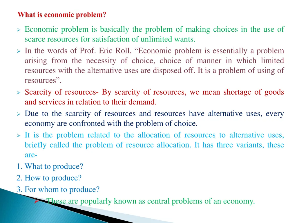 economic problem is basically the problem