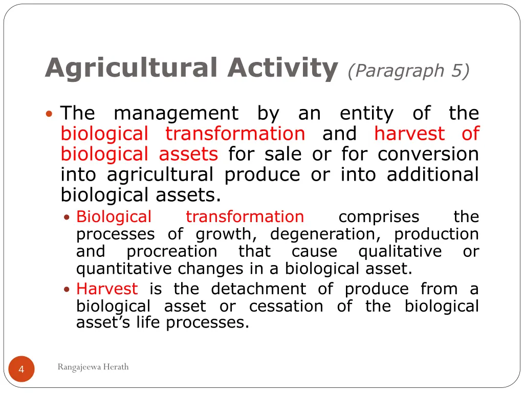 agricultural activity paragraph 5