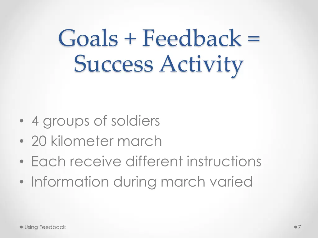 goals feedback success activity