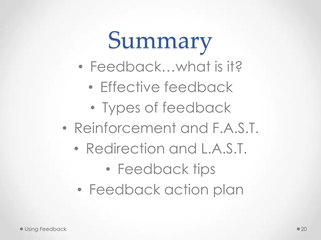 summary feedback what is it effective feedback