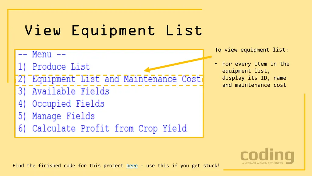 view equipment list