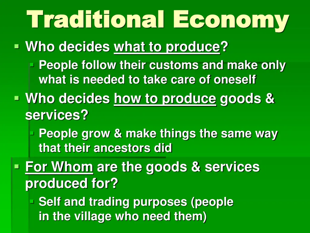 traditional economy traditional economy 1