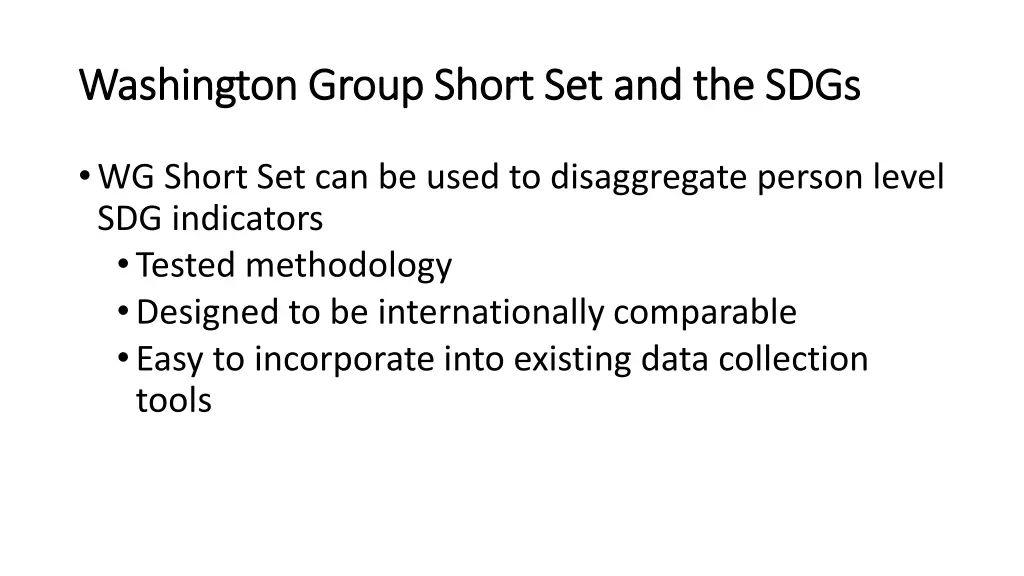 washington group short set and the sdgs