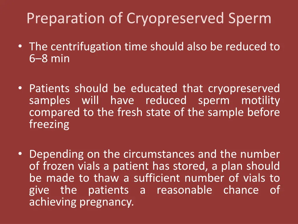 preparation of cryopreserved sperm 1