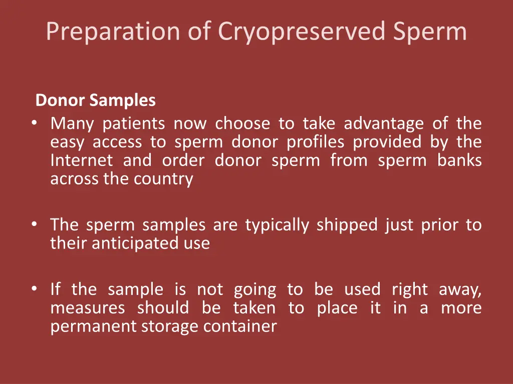 preparation of cryopreserved sperm 2