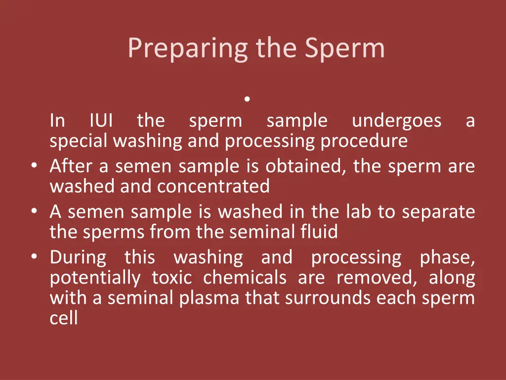 preparing the sperm