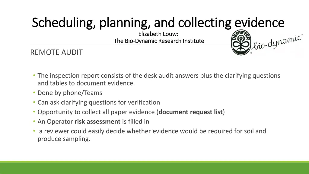 scheduling planning and collecting evidence 6